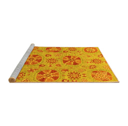 Sideview of Machine Washable Abstract Yellow Modern Rug, wshabs3894yw