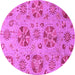 Round Machine Washable Abstract Purple Modern Area Rugs, wshabs3894pur