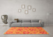 Machine Washable Abstract Orange Modern Area Rugs in a Living Room, wshabs3894org