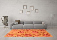 Machine Washable Abstract Orange Modern Rug, wshabs3894org