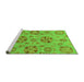 Sideview of Machine Washable Abstract Green Modern Area Rugs, wshabs3894grn