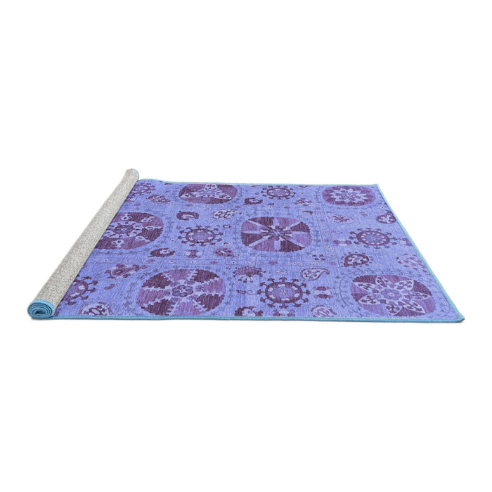 Sideview of Machine Washable Abstract Blue Modern Rug, wshabs3894blu