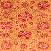 Square Machine Washable Abstract Orange Modern Area Rugs, wshabs3894org