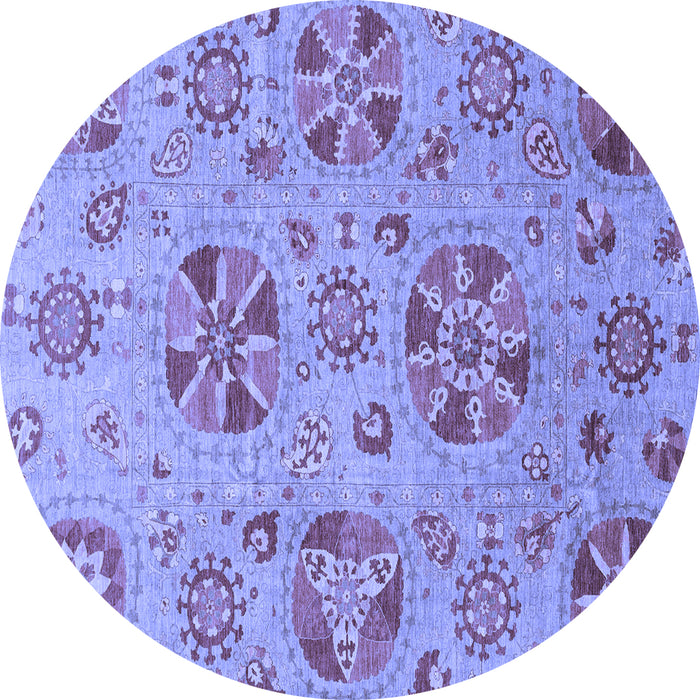 Round Abstract Blue Modern Rug, abs3894blu