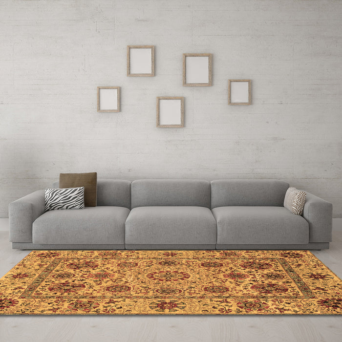 Machine Washable Abstract Brown Modern Rug in a Living Room,, wshabs3895brn