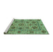 Sideview of Machine Washable Abstract Turquoise Modern Area Rugs, wshabs3895turq