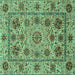 Square Abstract Turquoise Modern Rug, abs3895turq