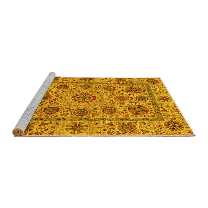 Sideview of Machine Washable Abstract Yellow Modern Rug, wshabs3895yw