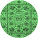 Round Abstract Emerald Green Modern Rug, abs3895emgrn