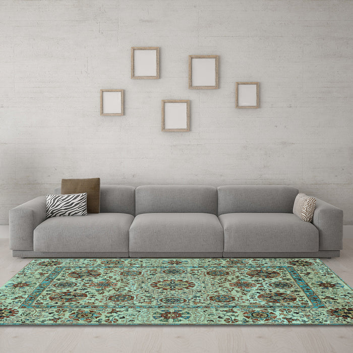 Machine Washable Abstract Light Blue Modern Rug in a Living Room, wshabs3895lblu
