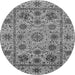 Round Machine Washable Abstract Gray Modern Rug, wshabs3895gry