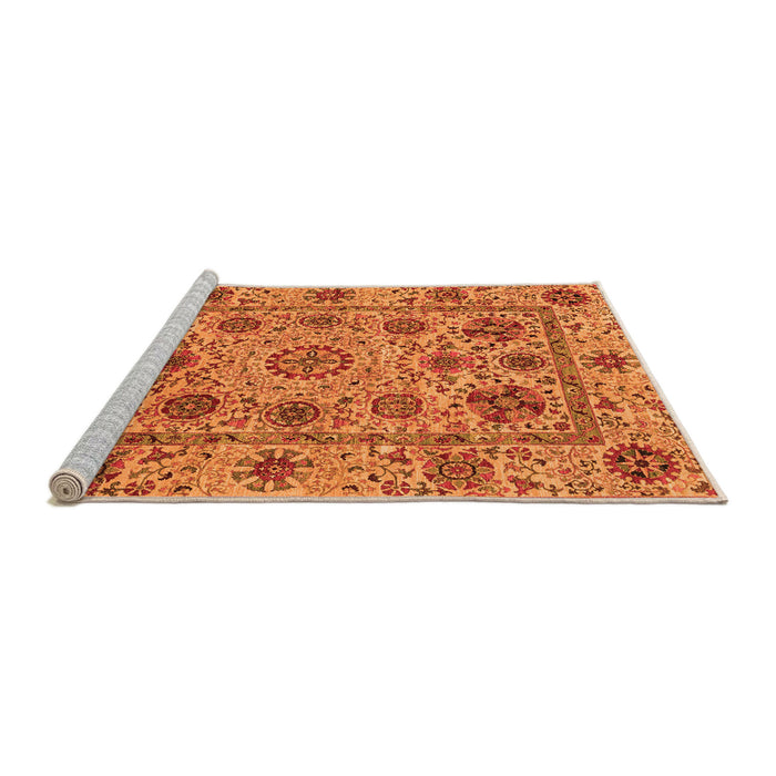Sideview of Machine Washable Abstract Orange Modern Area Rugs, wshabs3895org