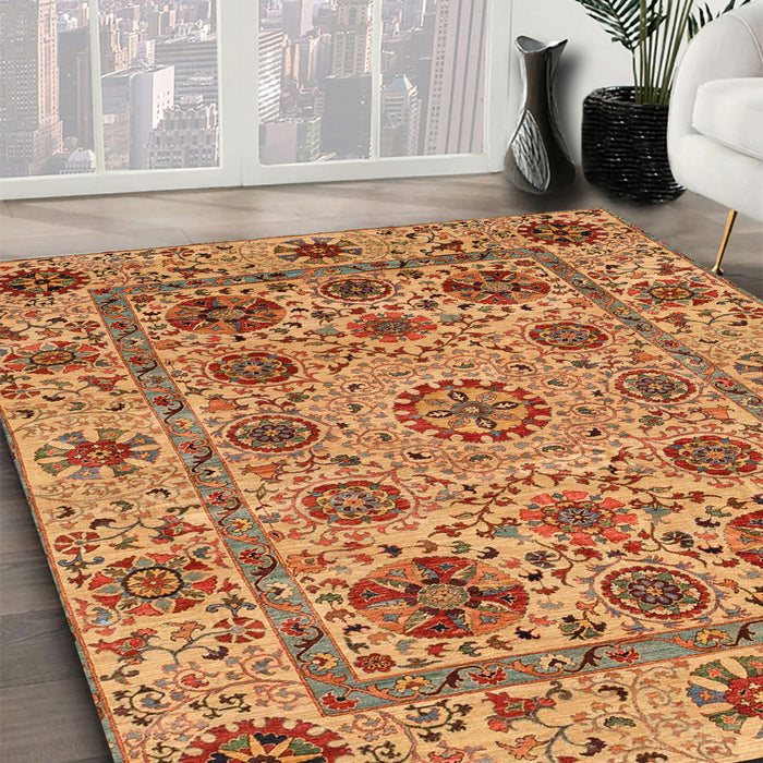 Machine Washable Abstract Orange Rug in a Family Room, wshabs3895