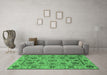 Machine Washable Abstract Emerald Green Modern Area Rugs in a Living Room,, wshabs3895emgrn