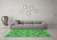 Machine Washable Abstract Emerald Green Modern Rug, wshabs3895emgrn