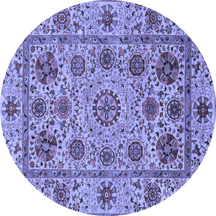 Round Abstract Blue Modern Rug, abs3895blu