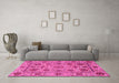 Machine Washable Abstract Pink Modern Rug in a Living Room, wshabs3895pnk