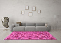 Machine Washable Abstract Pink Modern Rug, wshabs3895pnk