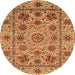 Round Machine Washable Abstract Orange Rug, wshabs3895