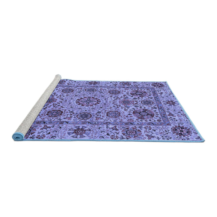Sideview of Machine Washable Abstract Blue Modern Rug, wshabs3895blu