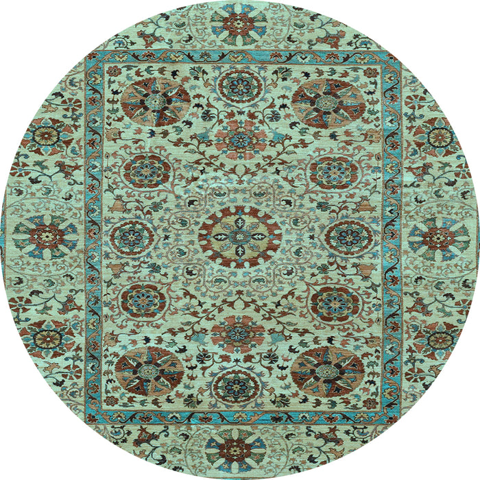 Round Abstract Light Blue Modern Rug, abs3895lblu