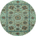 Round Abstract Light Blue Modern Rug, abs3895lblu