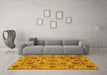 Machine Washable Abstract Yellow Modern Rug in a Living Room, wshabs3895yw