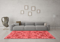 Machine Washable Abstract Red Modern Rug, wshabs3895red