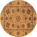 Round Machine Washable Abstract Brown Modern Rug, wshabs3895brn