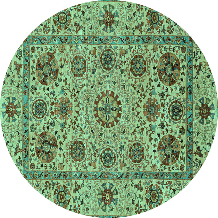 Round Machine Washable Abstract Turquoise Modern Area Rugs, wshabs3895turq