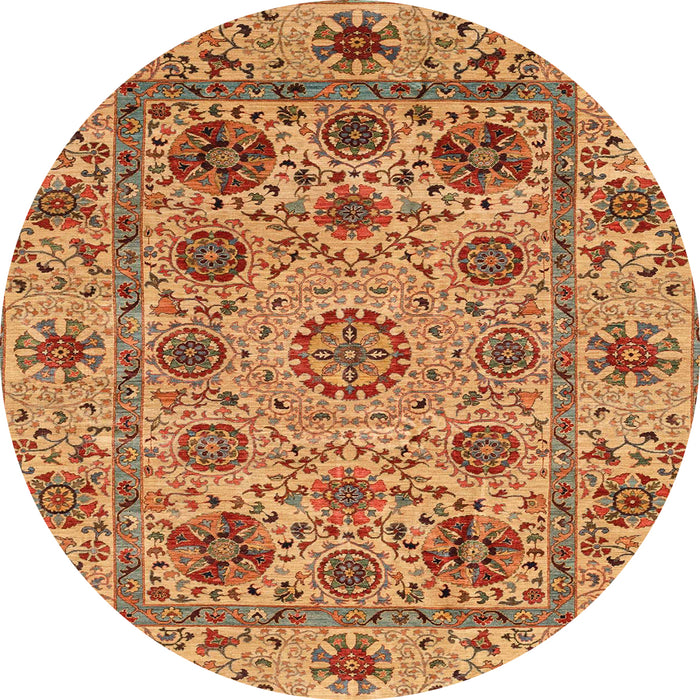 Round Abstract Orange Modern Rug, abs3895