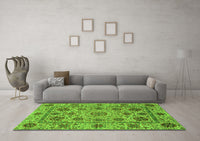 Machine Washable Abstract Green Modern Rug, wshabs3895grn