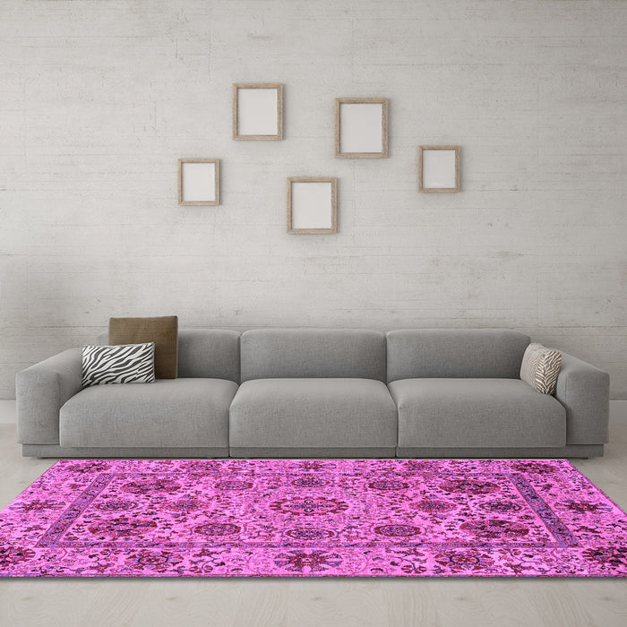 Machine Washable Abstract Purple Modern Area Rugs in a Living Room, wshabs3895pur
