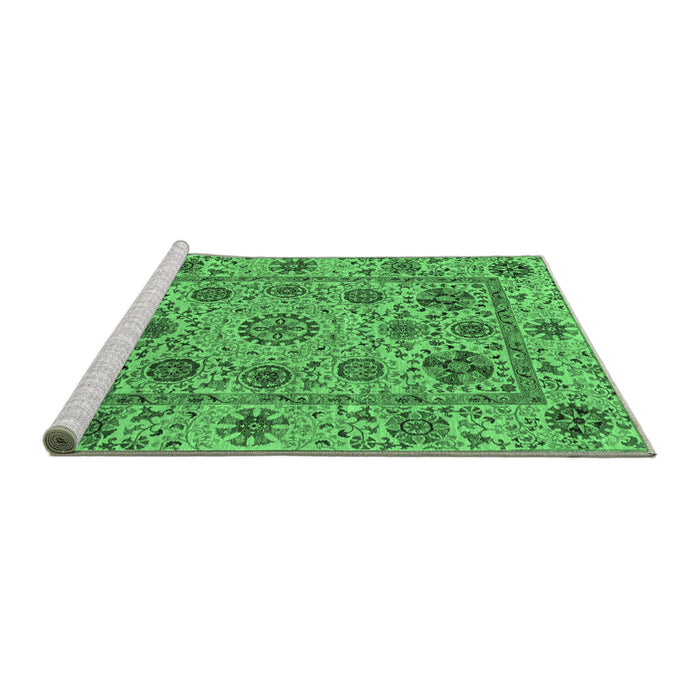 Sideview of Machine Washable Abstract Emerald Green Modern Area Rugs, wshabs3895emgrn