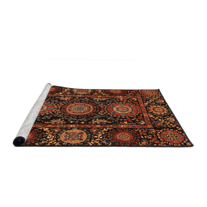 Sideview of Machine Washable Abstract Red Rug, wshabs3896