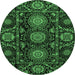 Round Abstract Emerald Green Modern Rug, abs3896emgrn