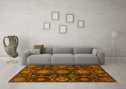 Machine Washable Abstract Yellow Modern Rug in a Living Room, wshabs3896yw