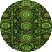 Round Abstract Green Modern Rug, abs3896grn