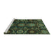 Sideview of Machine Washable Abstract Turquoise Modern Area Rugs, wshabs3896turq