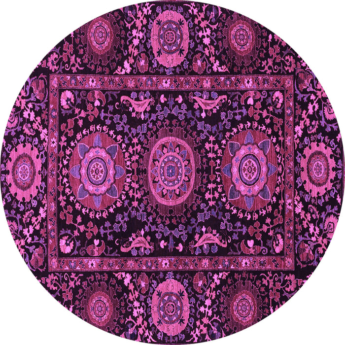 Round Machine Washable Abstract Purple Modern Area Rugs, wshabs3896pur