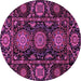 Round Machine Washable Abstract Purple Modern Area Rugs, wshabs3896pur