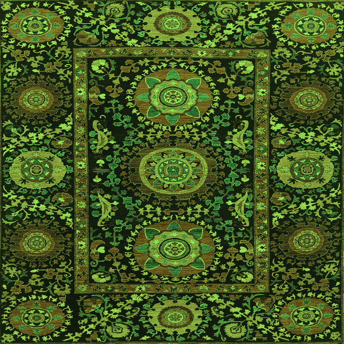 Square Abstract Green Modern Rug, abs3896grn