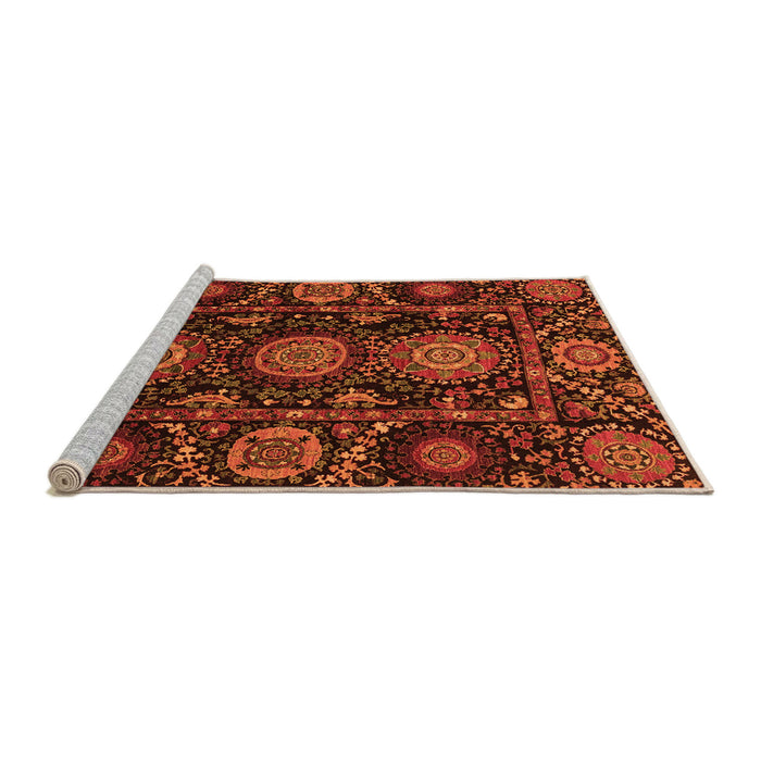 Sideview of Machine Washable Abstract Orange Modern Area Rugs, wshabs3896org