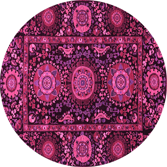 Round Abstract Pink Modern Rug, abs3896pnk