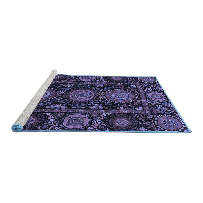 Sideview of Machine Washable Abstract Blue Modern Rug, wshabs3896blu