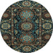 Round Abstract Light Blue Modern Rug, abs3896lblu