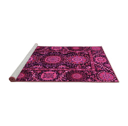 Sideview of Machine Washable Abstract Pink Modern Rug, wshabs3896pnk