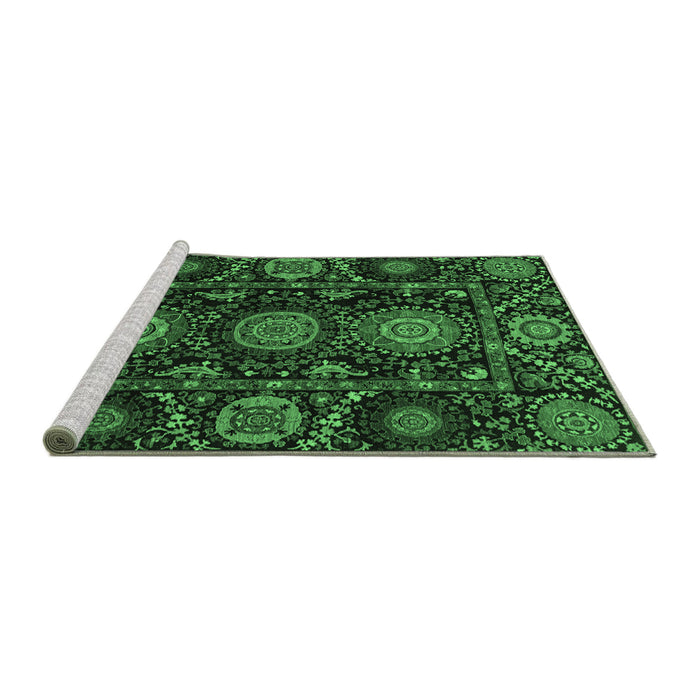 Sideview of Machine Washable Abstract Emerald Green Modern Area Rugs, wshabs3896emgrn