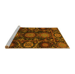 Sideview of Machine Washable Abstract Yellow Modern Rug, wshabs3896yw