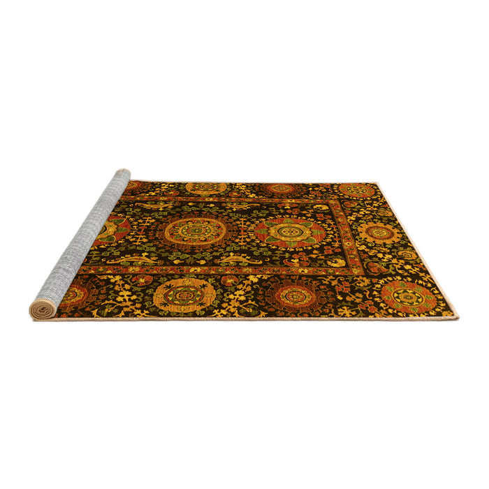 Sideview of Machine Washable Abstract Yellow Modern Rug, wshabs3896yw